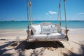 Summer relaxation scene Beach swing white sands