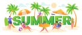 Banner on summer vacation theme. Outdoor activity and rest on the beach. Royalty Free Stock Photo