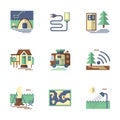 Summer rest flat color icons Royalty Free Stock Photo