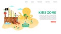 Summer rest, kids zone inscription banner, relaxing in park beach, design cartoon style vector illustration, isolated on Royalty Free Stock Photo