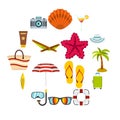 Summer rest set flat icons Royalty Free Stock Photo