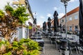 Summer restaurant on the city street. Outdoor cafe.