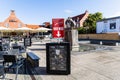 Summer restaurant on the city street. Outdoor cafe.