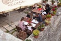 Summer restaurant terrace in old Tallin Royalty Free Stock Photo
