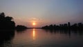 Summer, riverbank, fishing, clouds, nature, sunset