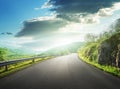 Summer road in mountain, Lofoten islands