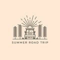 summer road trip symbol illustration design, adventure car logo design Royalty Free Stock Photo