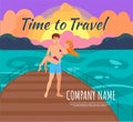 Summer Romantic Vacation Flat Vector Illustration Royalty Free Stock Photo