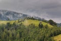 Summer rural landscape in the Carpathian mountains, in Moeciu - Bran, Romania Royalty Free Stock Photo