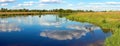 Summer rushy lake panorama Royalty Free Stock Photo