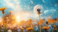 Summer\'s Winds of Change: Dandelion Seeds on the Move, a Conceptual Image of Growth and Direction