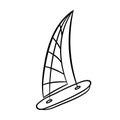 Sailboat. A simple sketch drawn by hand.Summer vector illustration in Doodle style.