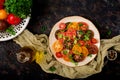 Summer salad of tomatoes of different colors