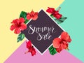 Summer sale announcement poster, banner, flyer