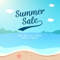 Summer Sale background design. beach scenery vector illustration