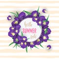 Summer sale background with iris flowers