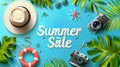 Summer Sale Background with Summer Decor. Generative AI