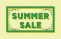 Summer sale background template with retro stylized typography. 3d font with colored buttons, ornate swirls frames and