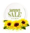 Summer sale background with yellow sunflowers.