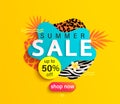 Summer Sale banner with animal print. Royalty Free Stock Photo