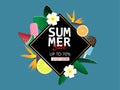 Summer sale banner background in paper cut style. Vector illustration for brochure, flyer, advertising, banner template Royalty Free Stock Photo