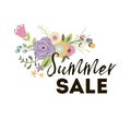 Summer sale banner decorated hand drawn cute flowers Summer card design Vector Royalty Free Stock Photo