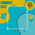 Summer Sale banner design, Invitation for shopping with 50 percent off. Special offer card, template for design, vector Royalty Free Stock Photo