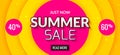 Summer sale banner design. Market discount clearance. Summer sale hot offer poster