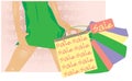 Summer sale banner, Female shopping.