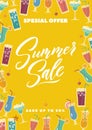 Summer sale banner. Fresh cocktail design template