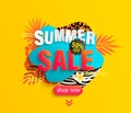 Summer Sale banner for hot season with animal print. Royalty Free Stock Photo