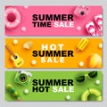 Summer Sale, Banner Layout Design, colorful theme, template design, vector Illustration Royalty Free Stock Photo