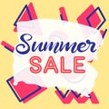 Summer sale banner with memphis background