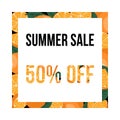 Summer sale banner with oranges.