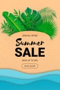 Summer sale banner paper leaves Royalty Free Stock Photo