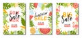 Summer sale banner set Tropical summer background sale template Vertical special offer for social network offer Vector