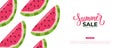 Summer Sale Banner. Summertime commercial background with watermelon slices. Royalty Free Stock Photo