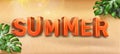 Summer sale banner template. Horizontal orientation with 3d letters on the beach sand Royalty Free Stock Photo