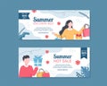 Summer Sale Banner Template Social Media Flat Cartoon Vector Background Illustration Royalty Free Stock Photo