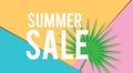 Summer Sale banner template with tropic leaf