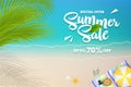 Summer sale banner with tropical beach view background Royalty Free Stock Photo