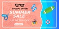 Summer Sale Banner Vector Design Illustration. Abstract Summer Sale background design template for banner, flyer, invitation, Royalty Free Stock Photo