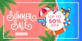 Summer Sale Banner Vector Design Illustration. Abstract Summer Sale background design template for banner, flyer, invitation, Royalty Free Stock Photo