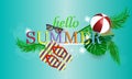 Summer sale banner vector illustration, gren background with summer beach elements. - Images vectorielles Royalty Free Stock Photo
