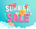 Summer 2020 sale banner wih hot season elements.