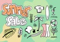 Summer sale collection in doodle style, for banners and more Royalty Free Stock Photo
