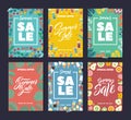 Summer sale. Colorful fashion banners set with abstract background and hand writing words and letters Royalty Free Stock Photo