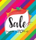 Summer sale colorful template banner,special offer at discount up to 70% off. Royalty Free Stock Photo