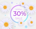 Summer Sale composition with realistic daisy