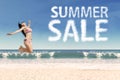 Summer sale concept with woman Royalty Free Stock Photo